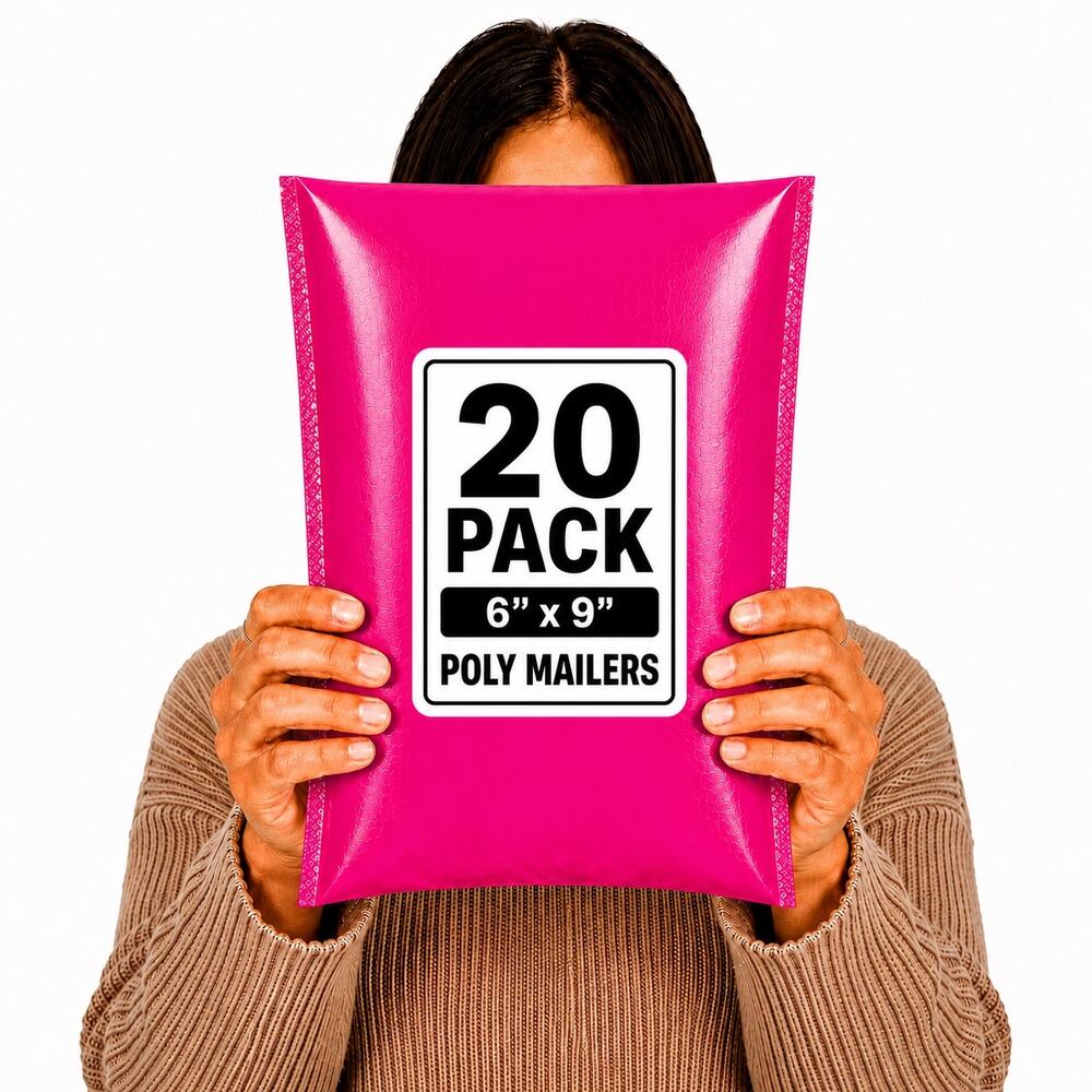 POLYMAILERS PINK SHIPPING BAGS (20 PACK) 6" X 9" SELF SEAL MAILERS NEW